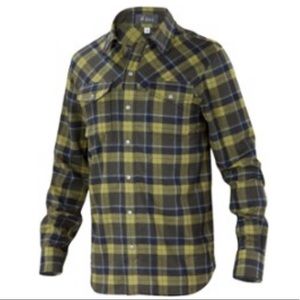 Ibex Taos Wool Plaid Snap Front Shirt - L